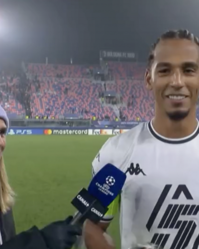 Margot Dumont en interview avec Thilo Kehrer AS Monaco sur Canal+ en Ligue des Champions